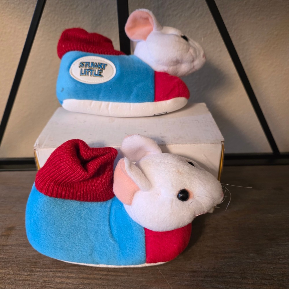 VTG RARE Stuart Little Plush‎ Slippers Kids Size S5-6 Columbia TriStar - Picture 3 of 6